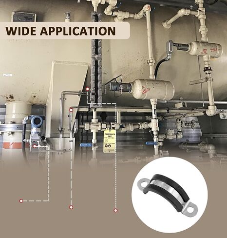 12 Pack 1 Inch Cable Clamps, Stainless Steel Pipe Clamp, Rubber Clamp Cushioned Insulated, Loop Clamp Metal clamps for Tube Pipe Wire Lines Hoses in Saudi Arabia