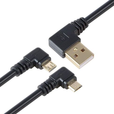 Right Angle Micro USB Cable Short USB to Micro USB Charging Cable 90 Degree USB Micro Charger Cord with Gold Plated Connectors for Samsung Galaxy S7 Edge S6 S5 Kindle Fire TV Stick More (3-Pack) in Saudi Arabia