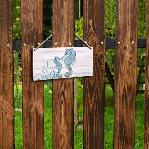 Ocean Seahorse Hanging Wooden Signs 12x6, Vintage Summer Seahorse Decor for Ocean House Beach House Home Bathroom, Seahorse Wall Decor, Coastal Seahorse Home Decor Gifts for Women Men in Saudi Arabia