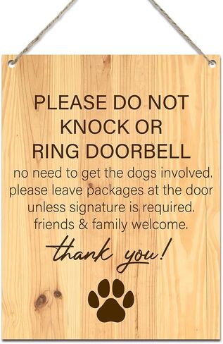لا تدق أو تدق جرس الباب، لا حاجة لإشراك الكلاب، لافتة لتعليق لوحة خشبية للمنزل لتزيين جدار الباب الأمامي للمزرعة المنزلية، هدايا لمحبي الكلاب 7.9 × 10.3 بوصة (J630) in Kuwait