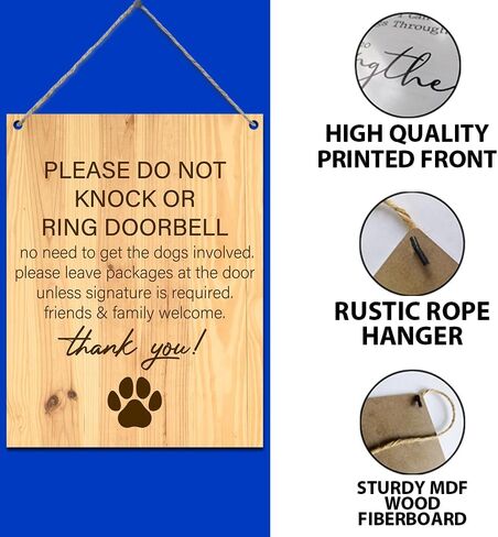 لا تدق أو تدق جرس الباب، لا حاجة لإشراك الكلاب، لافتة لتعليق لوحة خشبية للمنزل لتزيين جدار الباب الأمامي للمزرعة المنزلية، هدايا لمحبي الكلاب 7.9 × 10.3 بوصة (J630) in Kuwait