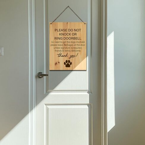لا تدق أو تدق جرس الباب، لا حاجة لإشراك الكلاب، لافتة لتعليق لوحة خشبية للمنزل لتزيين جدار الباب الأمامي للمزرعة المنزلية، هدايا لمحبي الكلاب 7.9 × 10.3 بوصة (J630) in Kuwait