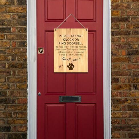 لا تدق أو تدق جرس الباب، لا حاجة لإشراك الكلاب، لافتة لتعليق لوحة خشبية للمنزل لتزيين جدار الباب الأمامي للمزرعة المنزلية، هدايا لمحبي الكلاب 7.9 × 10.3 بوصة (J630) in Kuwait