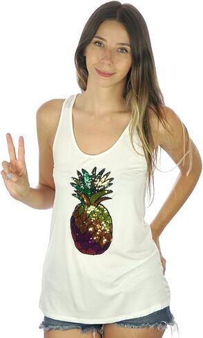 Shiny Sequin Colorful Pineapple Summer Tropical Women's Tank Top in Saudi Arabia