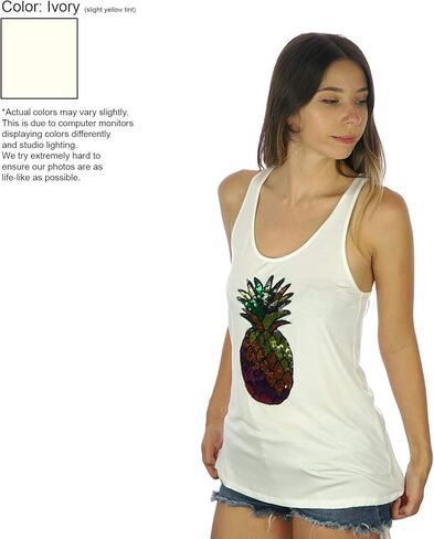 Shiny Sequin Colorful Pineapple Summer Tropical Women's Tank Top in Saudi Arabia