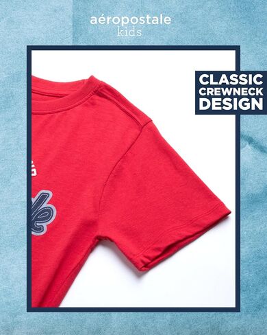 تي شيرت للأولاد من AEROPOSTALE - قميص قطني للأطفال بأكمام قصيرة - تي شيرت كلاسيكي برسومات بياقة دائرية للأولاد (4-16) in Kuwait