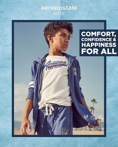 تي شيرت للأولاد من AEROPOSTALE - قميص قطني للأطفال بأكمام قصيرة - تي شيرت كلاسيكي برسومات بياقة دائرية للأولاد (4-16) in Kuwait