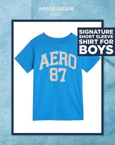 تي شيرت للأولاد من AEROPOSTALE - قميص قطني للأطفال بأكمام قصيرة - تي شيرت كلاسيكي برسومات بياقة دائرية للأولاد (4-16) in Kuwait