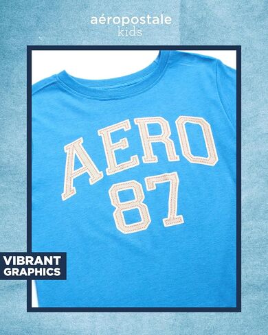 تي شيرت للأولاد من AEROPOSTALE - قميص قطني للأطفال بأكمام قصيرة - تي شيرت كلاسيكي برسومات بياقة دائرية للأولاد (4-16) in Kuwait