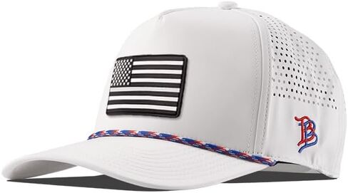 قبعة من الحبال ذات 5 ألواح منحنية من مادة PVC ذات العلامة التجارية Bills Vintage Old Glory، تناسب 7-7 7/8، مشبك خلفي قابل للتعديل | خفيف الوزن، مريح ومطاط in Kuwait