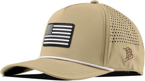 قبعة من الحبال ذات 5 ألواح منحنية من مادة PVC ذات العلامة التجارية Bills Vintage Old Glory، تناسب 7-7 7/8، مشبك خلفي قابل للتعديل | خفيف الوزن، مريح ومطاط in Kuwait