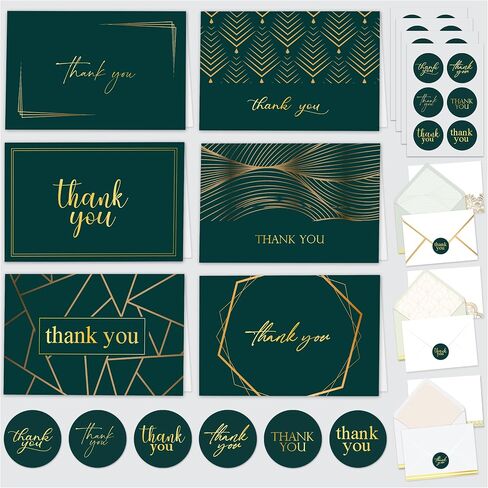 Decorably 24 Pack Gold-Foiled 6x4in Purple Thank You Cards with Envelopes and Stickers, 6 Elegant Designs Lavender Thank You Cards, Blank Inside - Wedding, Baby Shower in Kuwait