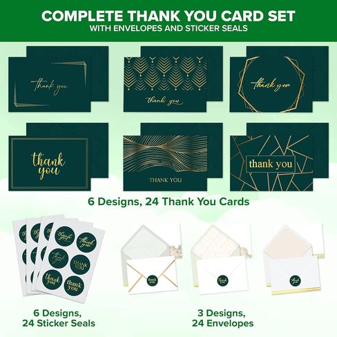 Decorably 24 Pack Gold-Foiled 6x4in Purple Thank You Cards with Envelopes and Stickers, 6 Elegant Designs Lavender Thank You Cards, Blank Inside - Wedding, Baby Shower in Kuwait