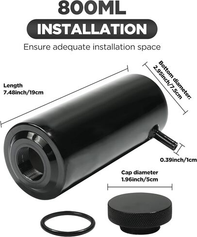 خزان تبريد الزيت الفائض لمبرد السيارة سعة 800 مل، خزان توسيع سائل التبريد العالمي، خزان تبريد من الألومنيوم لخزان الفائض مع خرطوم in Kuwait