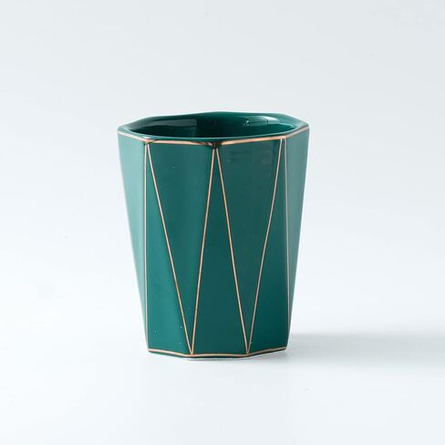 Ceramic Cone-Shape Pen Holder With Gold Line Stand Pencil Cup Pot Desk Organizer Makeup Brush Holder (Black) in Saudi Arabia