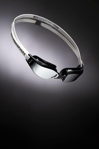 نظارات السباحة Aqua Sphere XCEED للبالغين - تقنية العدسات المنحنية، جسر الأنف القابل للتعديل - الشريك المثالي للسباحين عالي الأداء - عدسة مرآة من التيتانيوم الفضي/إطار أسود + أبيض in Kuwait