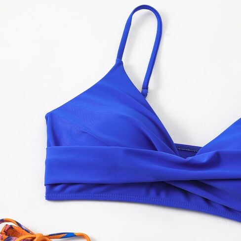 Women's Sexy V Neck Bikini Sets Lace Up Two Piece Swimsuits Floral Pattern Bathing Suits in Saudi Arabia
