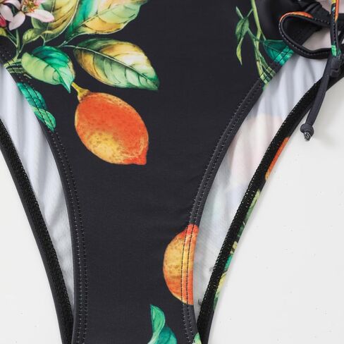 Women's Sexy V Neck Bikini Sets Lace Up Two Piece Swimsuits Floral Pattern Bathing Suits in Saudi Arabia