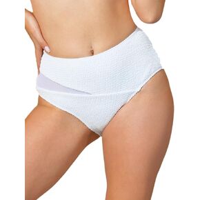 Women Bikini Swim Bottom Briefs Ribbed High Cut Mid Waist Cheeky Bathing Suit Bottom