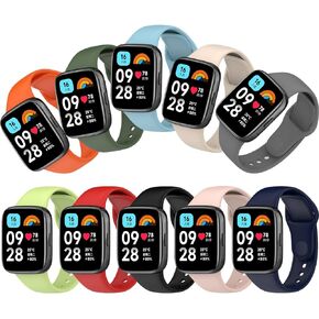 10 Pieces Bands Compatible with Redmi Watch 3 Active - Muiti Colors Soft Silicone Sport Strap Bracelet Replacement for Women Men