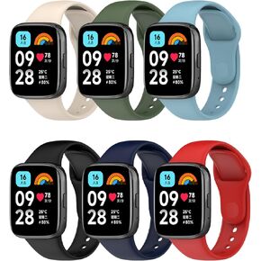 Bands Compatible with Xiaomi Redmi Watch 3 Straps- [6 Pack] Soft Silicone Watch Bracelets Redmi Watch 2 Lite for Women Men, Sport Replacement Wristbands for Redmi Watch 3 Active (Redmi Watch 3 Active,