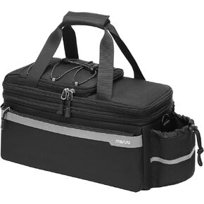 MOSISO Bike Camera Rack Bag with Rain Cover, Waterproof Bike Rear Seat Saddle Bag Bicycle Backseat Storage Trunk Bag with Expandable Capacity 11-12.6L, Cycling Luggage Bag with Shoulder Strap, Black