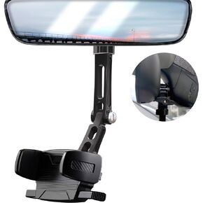 Rear View Mirror Phone Holder for Car Phone Holder for Your Car Aluminum Alloy Arm Rotatable Essentials Accessories Car and Truck Mount for All Phones