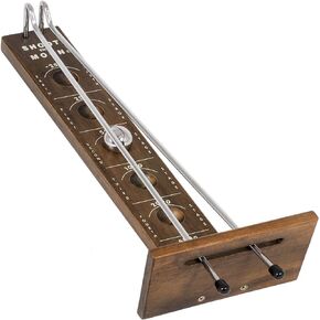 WE Games Shoot The Moon Game, Large 18 inches, Walnut Stained Solid Wood Board with Metal Ball and Rods, Retro Balancing Game for Family and Bar
