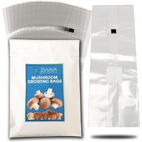 Mushroom Grow Bags with Self Healing Injection Port - 15 Bags - Evviva Sciences - 0.2 Micron Patch - Thick 3mm Polypropylene - Autoclavable, Durable, & Tear Resistant