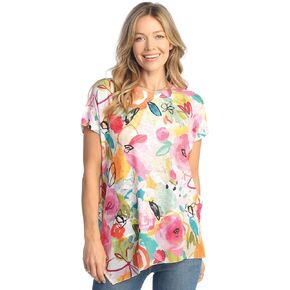 Jess & Jane Sangria Light Knit Chiffon Asymmetric Trim Top