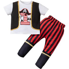 Baby Boy First Birthday Outfit One Year Old Clothes Circus Pirates Pant sets Party Funny