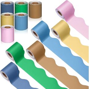 Bulletin Board Borders for School & Office Decor Decorations, 6 Rolls 196.8 ft Colorful Scalloped Bulletin Board Trim for Classroom Back to School Decor(Macaroon Colors)