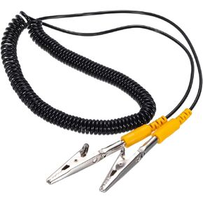 MECCANIXITY ESD Grounding Cable Cord with Alligator Clip, 3.0m/118" Yellow Anti-Static Ground Wire Elastic Cable Clip, for Eliminating Conductor Electrostatic