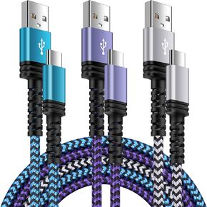 3Pack 10FT Samsung S24 Ultra Type C Phone Charger Cord USB to USB C Cable Fast Charging for Samsung Galaxy A15 A55 A54 5G S23 FE A14 A13 A53 Z Fold5 A35 S22 Plus A23 S21,iPhone 15 Pro Max,Pixel 8 7a 6