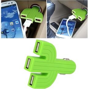 Cactus 3USB Car Mount Charger, 12-24V Three Port Automotive Phone Charger Adapter, Compatible with 8 11 12 Plus Pro Max S9 S10 Note9, Universal for SUV, Truck, RV, Van, Office, Home