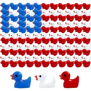 180 Pcs 4th of July Mini Ducks, Independence Day Duck Figurines, Patriotic Tiny Duck Figurines Bulk, Memorial Day Decor Miniature Resin Ducks for Micro Garden Landscape DIY Craft Gifts
