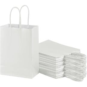 piqiya 24pcs Mother's Day Gift Bags,Kraft Paper Gift Bags with Floral Design,Mother's Day Party Bags,8.2x5.9x3.1 Inches