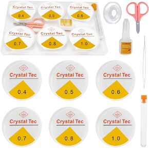 Elastic String for Bracelets, Stretchy Bracelet String 6 Roll Clear Elastic String for Bracelets, 1 Roll 0.7mm Flat Bracelet String Elastic for Beads Beading Bracelet Necklace Jewelry Making Supplies