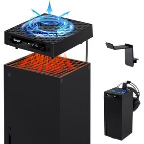 Mcbazel RGB Cooling Fan Only for Xbox Series X Console with Headset Holder, Cooler System Accessories with Low Noise, 3 Levels Adjustable Fan, Extra USB Port for Xbox Series X - Black