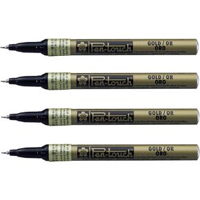 Sakura Pen-Touch Paint Marker 0.7 mm Extra fine metallic Gold color, Pack of 4