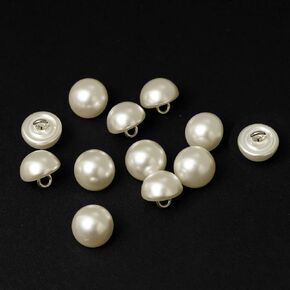 10mm Bridal Pearl Plastic Button with Shank Back by 12-pcs, TR-12201 (Ivory)