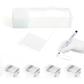 مجموعة شرائح مجهر بلوري بيضاء اللون تم تنظيفها مسبقًا، 288 قطعة من شرائح Dim.75.0X25.0X1.1mm، زوايا 45 درجة، درجة فائقة، حواف أرضية، مع قلم تحديد، IN-MSP001 in Kuwait