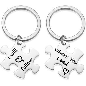 Mother's Day Mom Gifts from Daughter Valentine's Day Couples Friendships Keyring - Where You Lead I Will Follow Keychain Inspired Gilmore Girls TV Fans Friends in Kuwait