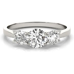 14k White Gold Lab-Grown Diamond 3 Stone Wedding Engagement Ring (1.00 cttw, I-J Color, VS2-SI1 Clarity)