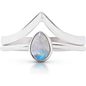 Pear Moonstone Delicate Ring- 925 Sterling Silver - Ethnic Boho Chic Hand Made Jewelry - Fashionable And Stylish For Girls And Women -Us Size 5-10