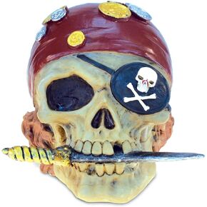 COTA Global Nautical “Skull Pirate" Figure Intricate Art Resin Sculpture Pirates Theme Décor Handcrafted Hand Painted Tabletop Figurine Money Coin Bank Decoration Home Accent Unique Gift Souvenir