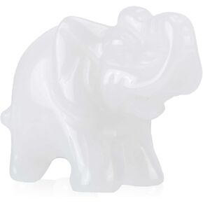 Gemstone Elephant Figurines 1PC, Green Jade Stone Carving Elephant Small Elephant Gifts Crystal Animal Figurines Hand-Carved Elephant Statues for Home Decor