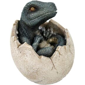 Jurassic Era Predator Green Velociraptor Dinosaur Prehistoric Egg Hatchling Collectible Figurine Statue