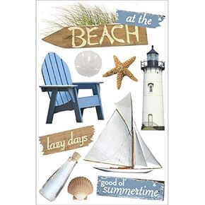 Paper House Productions STDM-0085E 3D Cardstock Stickers, At the Beach 4.5"x8.5"