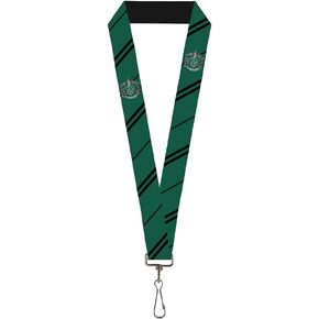 Buckle Down Lanyard-1.0"-Slytherin Crest/Stripe Green/Black